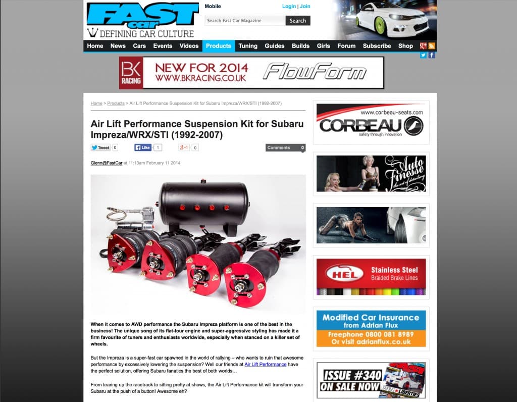 Air Lift Performance Fast Car UK